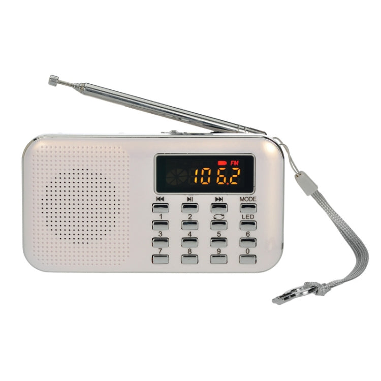 L-218AM  MP3 Radio Speaker Player Support TF Card USB with LED Flashlight Function(White) - Radio Player by PMC Jewellery | Online Shopping South Africa | PMC Jewellery | Buy Now Pay Later Mobicred