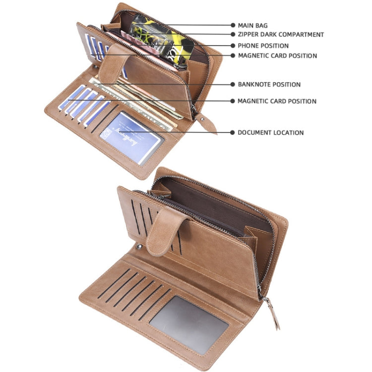 Baellerry S6701 Men Wallet Business Multi-card Mid-length Clutch Buckle Zipper Coin Purse(Brown) - Wallets by Baellerry | Online Shopping South Africa | PMC TechLife | Buy Now Pay Later Mobicred