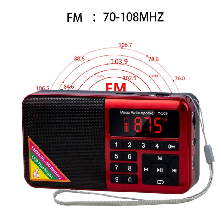 Bluetooth Card Radio Digital FM Player, Specifications: Y-509FM (No Solar Panel)(Black) - Radio Player by PMC TechLife | Online Shopping South Africa | PMC TechLife