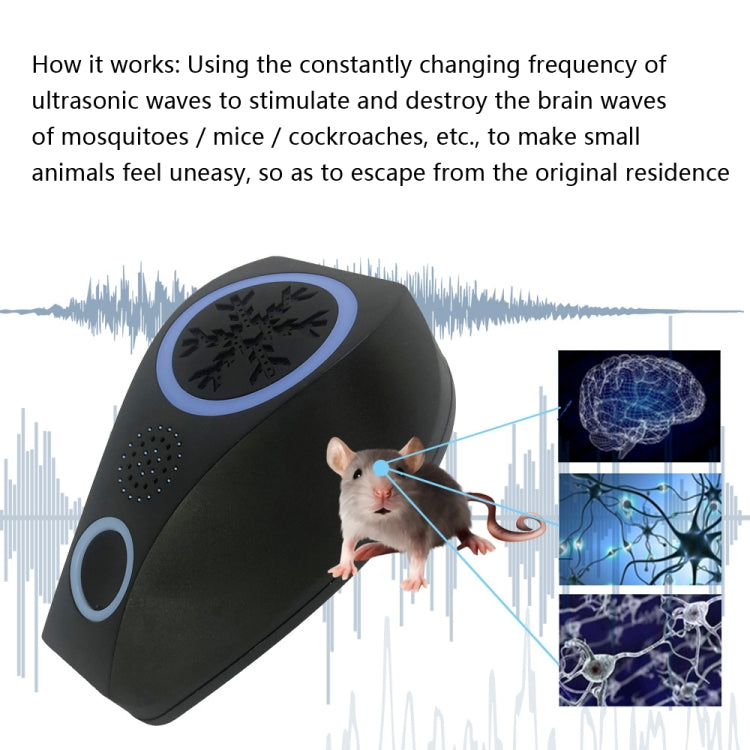 Snowflake Ultrasonic Mosquito Repellent Mouse Repellent, Specification: UK Plug(Black) - Repellents by PMC Jewellery | Online Shopping South Africa | PMC Jewellery | Buy Now Pay Later Mobicred