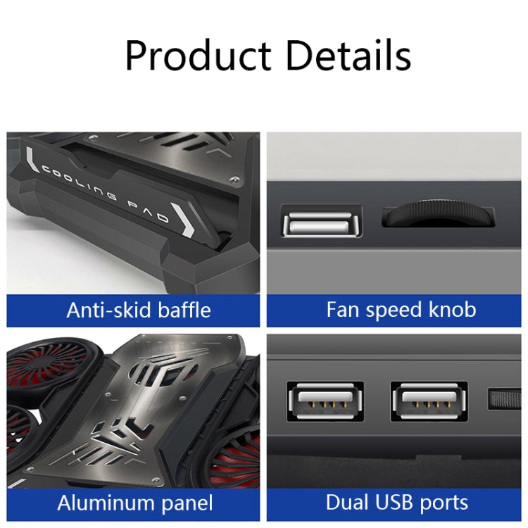 NUOXI Q6 RGB Lighting Effect Laptop Radiator with Phone Holder(Red) - free shipping - PMC Jewellery - Order now!