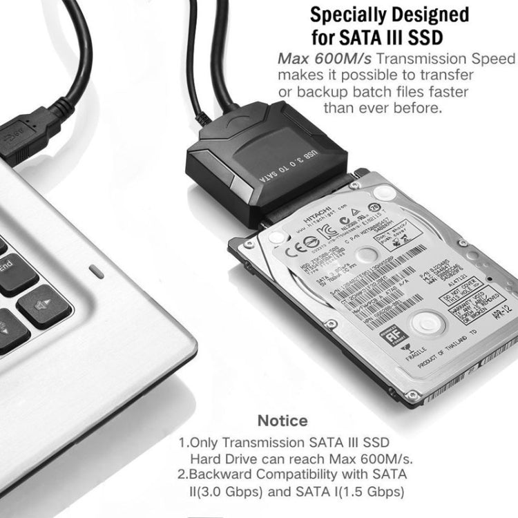 SATA To USB3.0 Easy Drive Cable External 2.5 / 3.5 Inch Hard Drive Adapter Cable(Black) - eSATA & SATA & IDE by PMC TechLife | Online Shopping South Africa | PMC TechLife