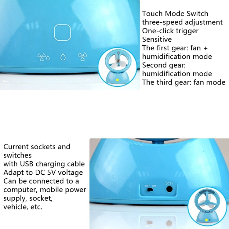 Mini USB Rechargeable Spray Fan Student Dormitory Office Desktop Mute Fan(Glossy Blue) - Electric Fans by PMC Jewellery | Online Shopping South Africa | PMC Jewellery | Buy Now Pay Later Mobicred