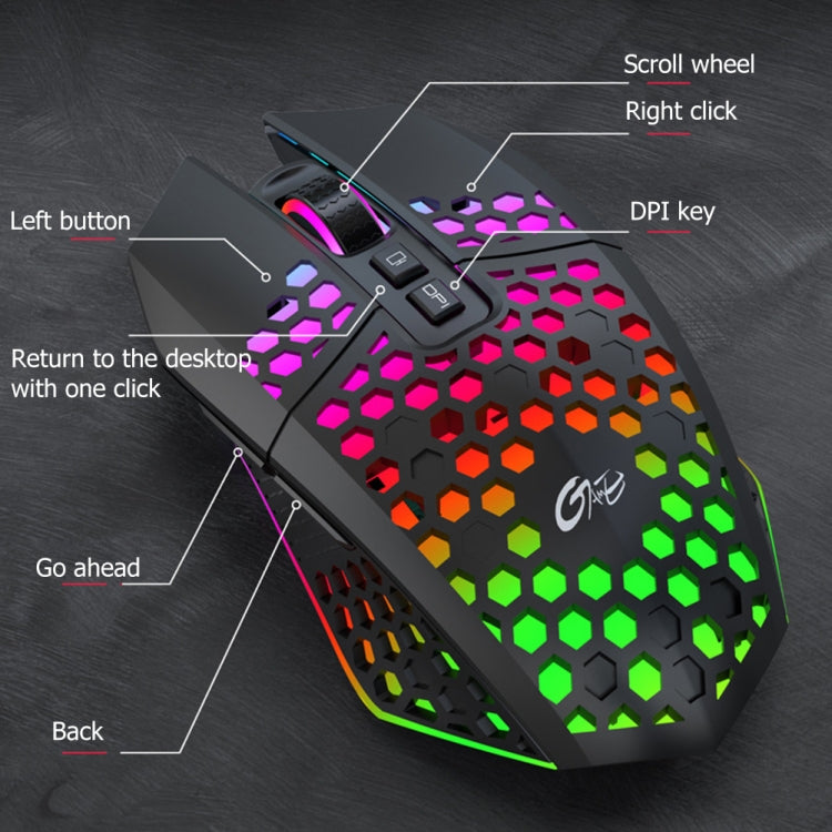 FMOUSE  X801 8 Keys 1600DPI Hollow Luminous Gaming  Office Mouse,Style: White Wireless Rechargeable - free shipping - PMC Jewellery - Order now!