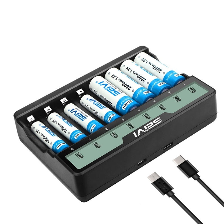 SEIVI On-Screen Eight-Slot Cradle Charging NiMH Battery USB Charger(SW-8NP) - free shipping - PMC TechLife - Order now!