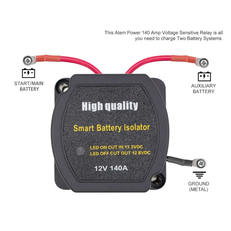 12V 140A Route Yacht Off-Road Car Beach Car Double Battery System Voltage Sensitive Relay - Relays by PMC Jewellery | Online Shopping South Africa | PMC Jewellery | Buy Now Pay Later Mobicred