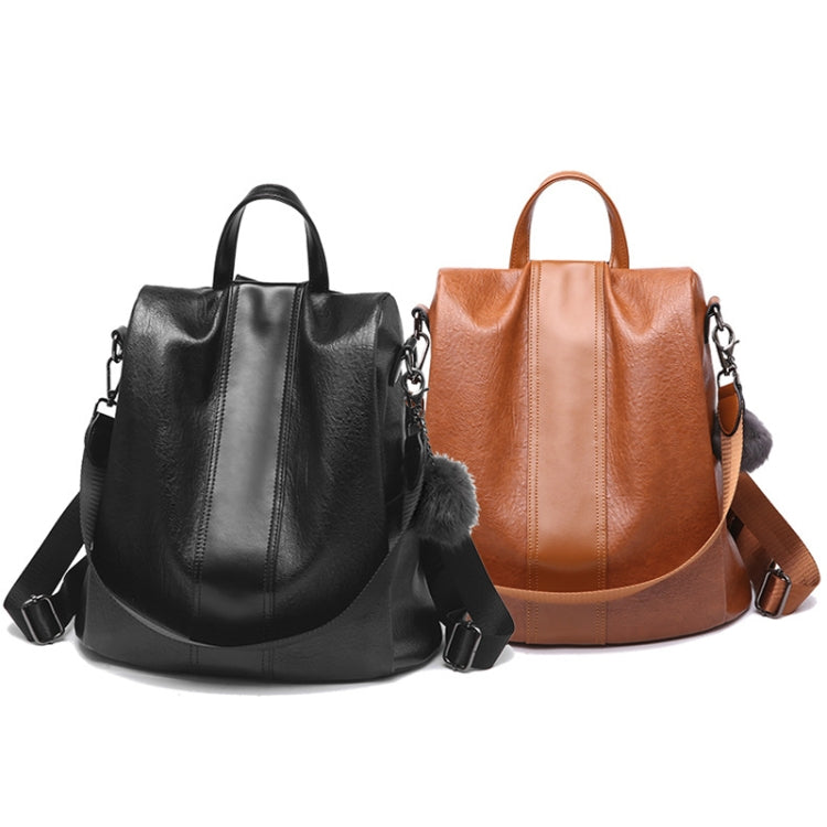 TFZ468 Vintage PU Soft Leather Ladies Backpack(Khaki) - Double-shoulder Bags by PMC TechLife | Online Shopping South Africa | PMC TechLife