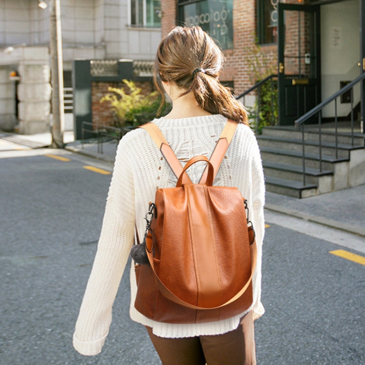 TFZ468 Vintage PU Soft Leather Ladies Backpack(Khaki) - Double-shoulder Bags by PMC TechLife | Online Shopping South Africa | PMC TechLife
