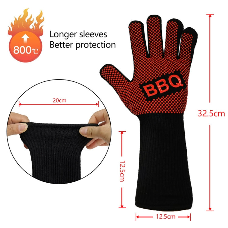 1 Pair High Temperature Resistant Silicone BBQ Gloves  Anti-Scalding Gloves(Big Flame Red) - Safety Gloves by PMC Jewellery | Online Shopping South Africa | PMC Jewellery