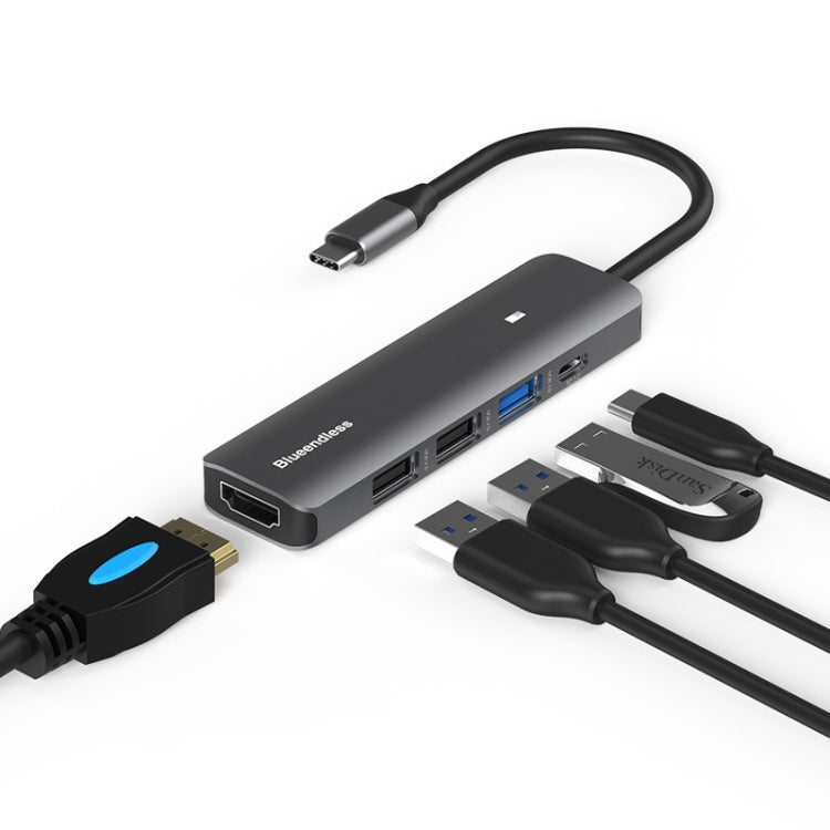 Blueendless Type-C+USB 3.0/2.0+HDMI4K HUB, Specification: 5 in 1 - USB HUB by Blueendless | Online Shopping South Africa | PMC Jewellery | Buy Now Pay Later Mobicred