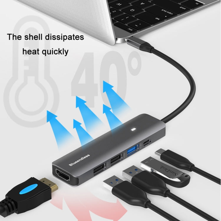 Blueendless Type-C+USB 3.0/2.0+HDMI4K HUB, Specification: 5 in 1 - USB HUB by Blueendless | Online Shopping South Africa | PMC Jewellery | Buy Now Pay Later Mobicred