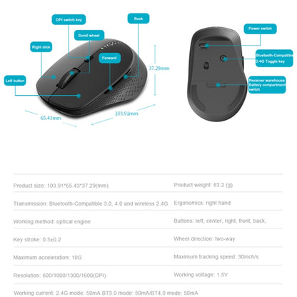 Rapoo M300G 1600DPI 3 Keys Laptop Office Silent Wireless Bluetooth Mouse(Blue) - Wireless Mice by Rapoo | Online Shopping South Africa | PMC Jewellery | Buy Now Pay Later Mobicred