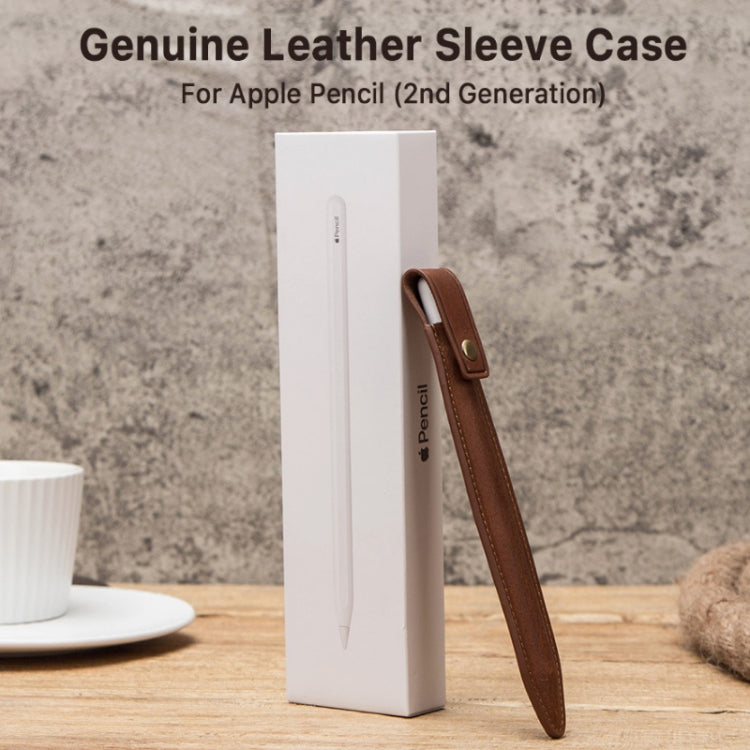 CONTACTS FAMILY Leather Buckle Anti-Fall Protective Cover For Apple Pencil 2(Brown) - Pencil Accessories by CONTACTS FAMILY | Online Shopping South Africa | PMC Jewellery