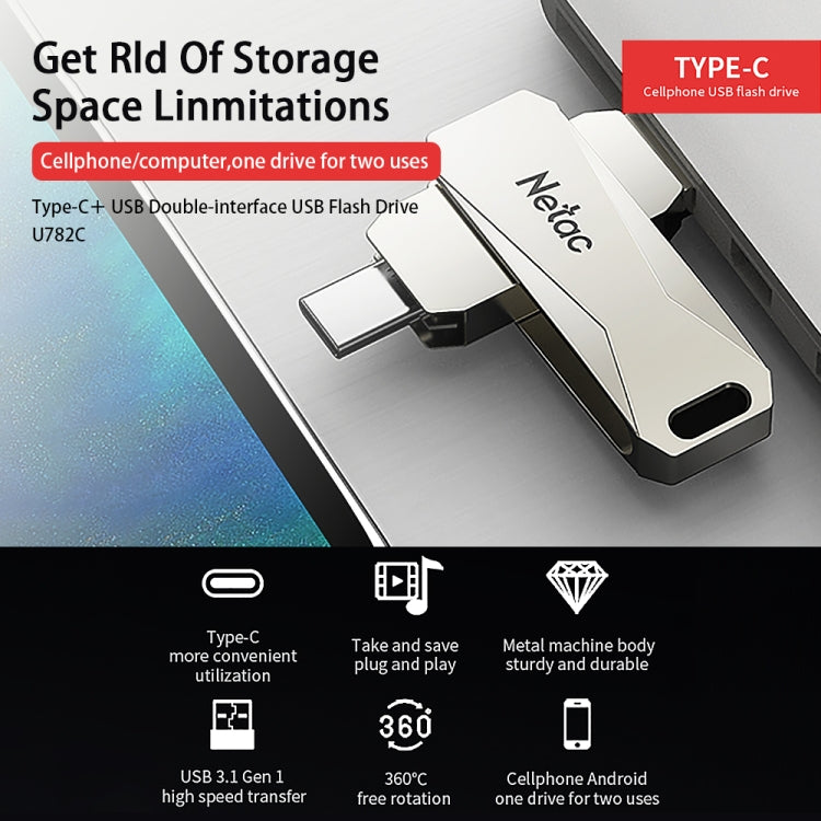 Netac U782C Type-C Dual Interface High-Speed Metal Computer USB Flash Drive, Capacity: 32GB - USB Flash Drives by Netac | Online Shopping South Africa | PMC Jewellery | Buy Now Pay Later Mobicred