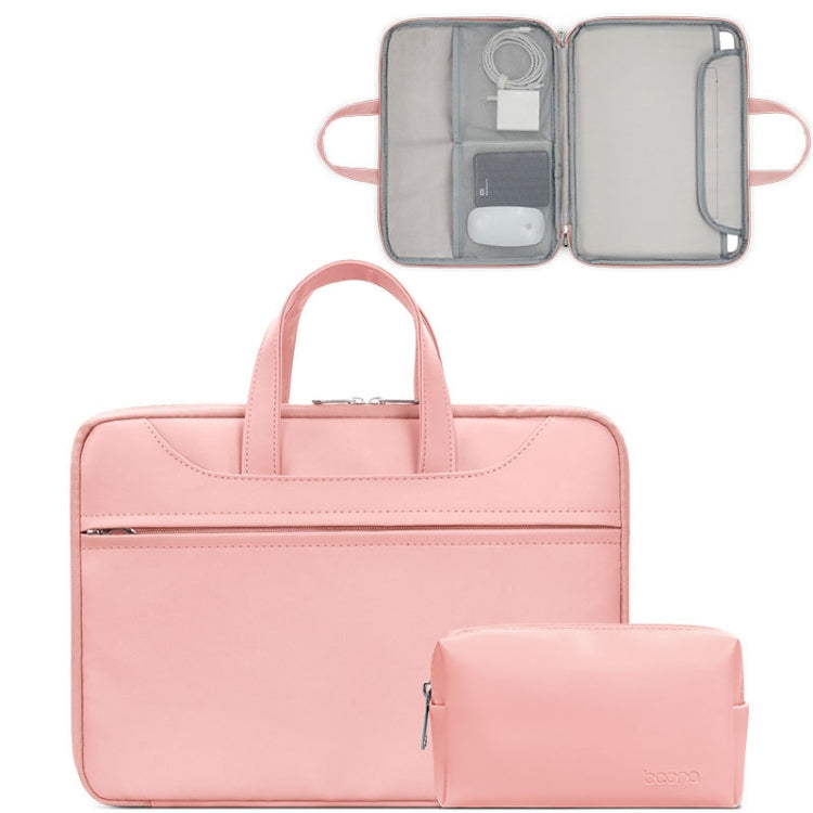 Baona BN-Q006 PU Leather Full Opening Laptop Handbag For 14 inches(Pink+Power Bag) - 15 inch by Baona | Online Shopping South Africa | PMC Jewellery | Buy Now Pay Later Mobicred