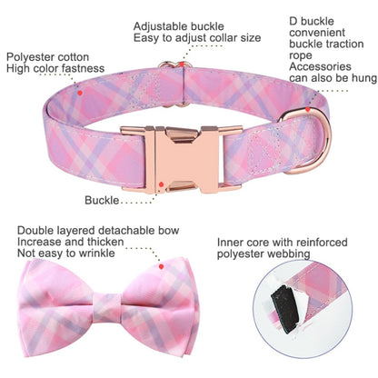 Rose Gold Buckle Pet Detachable Bow Collar, Size: S 1.5x28-40cm(Sweet Pink Girl) - Collars by PMC Jewellery | Online Shopping South Africa | PMC Jewellery