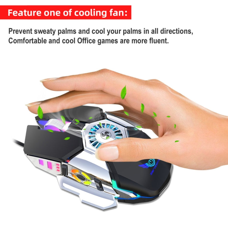 Zerodate G22 6 Keys Fan Cooled RGB Lighted Gaming Mice, Cable Length: 1.5m(Black) - Wired Mice by Zerodate | Online Shopping South Africa | PMC Jewellery | Buy Now Pay Later Mobicred