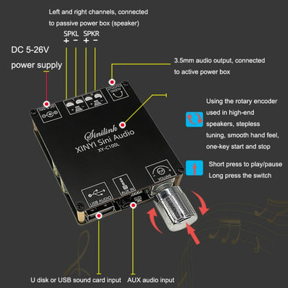 XY-C100L Stereo Stepless Tuning Bluetooth Digital Power Amplifier Board - Breadboard / Amplifier Board by PMC Jewellery | Online Shopping South Africa | PMC Jewellery