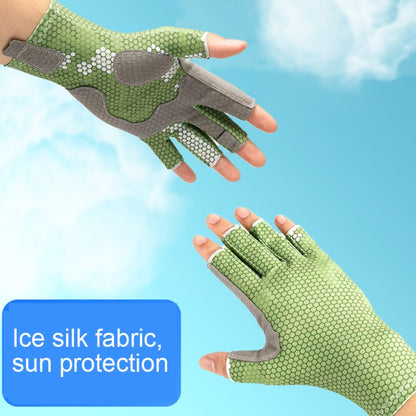 Ice Silk Half Finger Fishing Gloves Sunscreen  Riding Gloves, Size:  Free Size(Youth Green) - Safety Gloves by PMC Jewellery | Online Shopping South Africa | PMC Jewellery