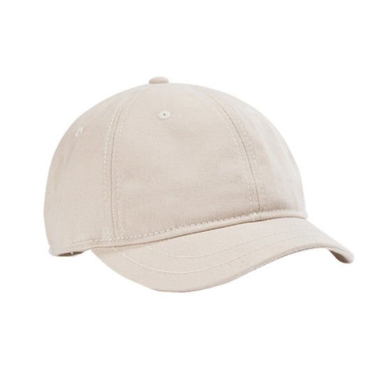 Soft Top Retro All-match Short-brimmed Hat Big Head Peaked Cap(Beige White) - Peaked Cap by PMC Jewellery | Online Shopping South Africa | PMC Jewellery