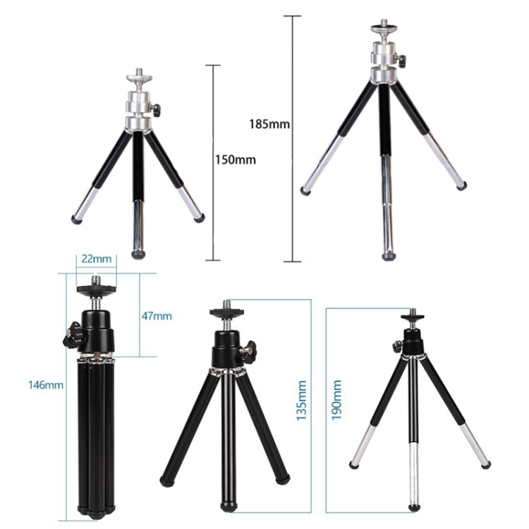 2PCS Projector Phone Stand Desktop Portable Telescopic Mini Metal Tripod, Style: 2 Sections (Silver) - Tripods by PMC Jewellery | Online Shopping South Africa | PMC Jewellery