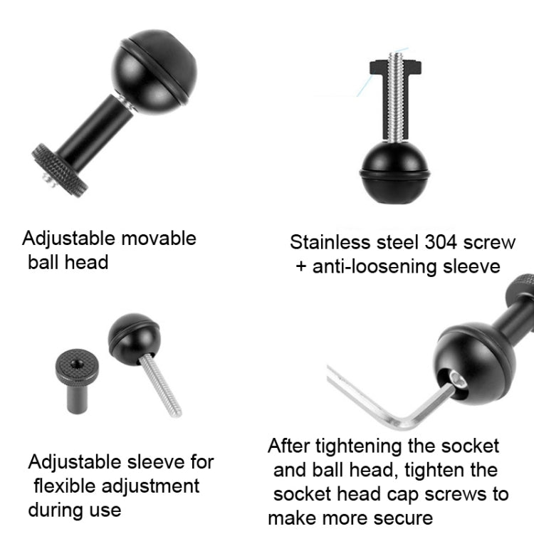 Ball Head Adapter Adjustable Screw Fixed Mount  Camera Underwater Diving Photography Lights Bracket(M5 Screw Black) - Connection Mount by PMC TechLife | Online Shopping South Africa | PMC TechLife | Buy Now Pay Later Mobicred
