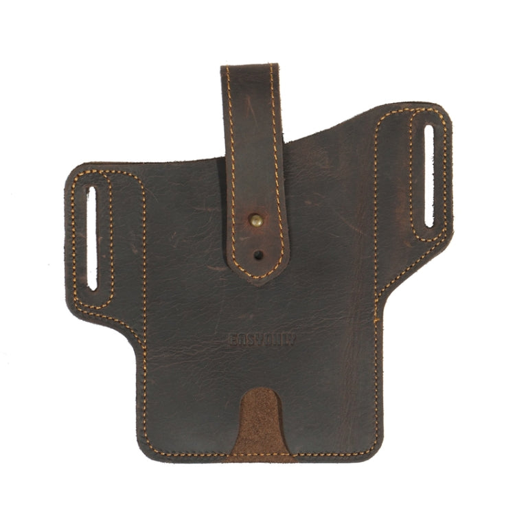 EASYONLY ZPYB018 Leather Outdoor Sports Phone Pocket With Cover(Coffee) - Waist Bags by EASYONLY | Online Shopping South Africa | PMC Jewellery