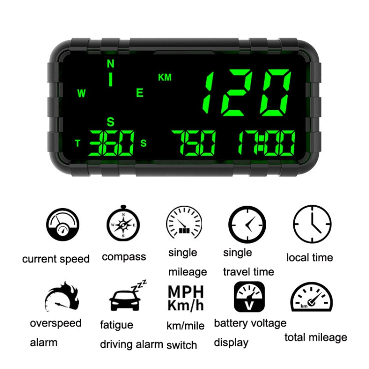 C3012 GPS Head-up Display Speed Mileage Compass Car General (Black) - Head Up Display System by PMC Jewellery | Online Shopping South Africa | PMC Jewellery | Buy Now Pay Later Mobicred