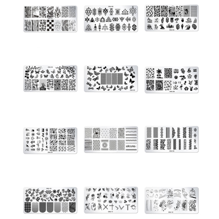 5 PCS Square Nail Art Print Template Nail Accessories(OMJ-04) - Nail Art Equipment by PMC Jewellery | Online Shopping South Africa | PMC Jewellery | Buy Now Pay Later Mobicred