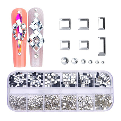 12 Grid Flat Bottom Shaped Nail Rhinestones Nail Decoration, Specification: 02 - Nail Stickers by PMC Jewellery | Online Shopping South Africa | PMC Jewellery | Buy Now Pay Later Mobicred