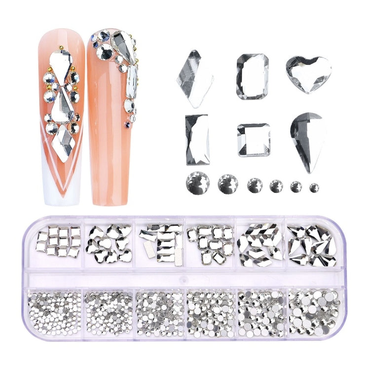 12 Grid Flat Bottom Shaped Nail Rhinestones Nail Decoration, Specification: 03 - Nail Stickers by PMC Jewellery | Online Shopping South Africa | PMC Jewellery | Buy Now Pay Later Mobicred