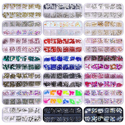 12 Grid Flat Bottom Shaped Nail Rhinestones Nail Decoration, Specification: 03 - Nail Stickers by PMC Jewellery | Online Shopping South Africa | PMC Jewellery | Buy Now Pay Later Mobicred