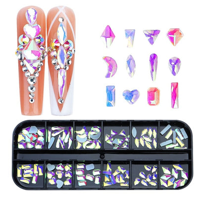 12 Grid Flat Bottom Shaped Nail Rhinestones Nail Decoration, Specification: 23 - Nail Stickers by PMC Jewellery | Online Shopping South Africa | PMC Jewellery | Buy Now Pay Later Mobicred