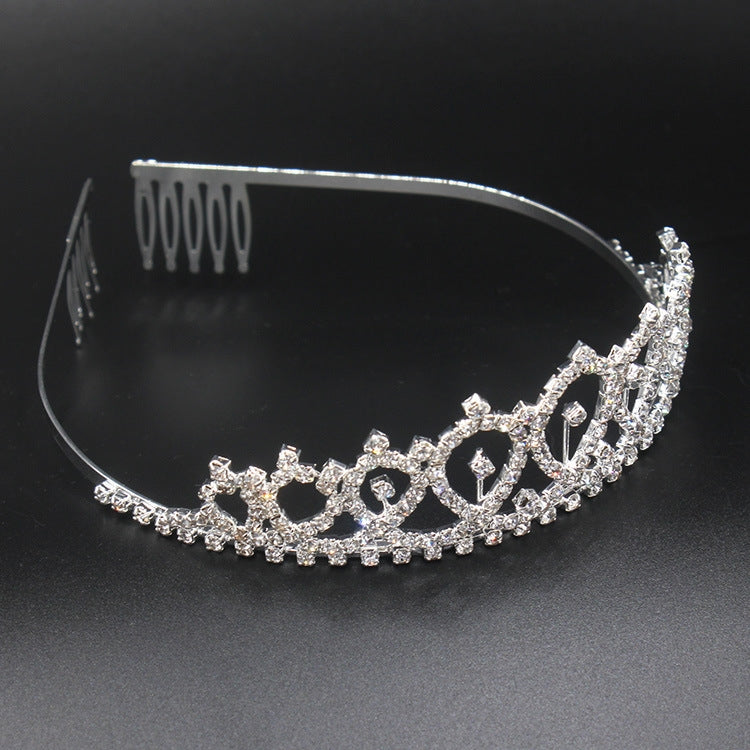 WM-02 Crystal Diamond Birthday Party Wedding Updo Crown, Color: Gold 30 - Head Bands by PMC Jewellery | Online Shopping South Africa | PMC Jewellery