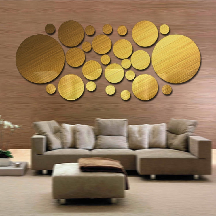 JM004 26PCS Bedroom Geometric Round Stereo Acrylic Mirror Wall Sticker(Gold) - Decorative Mirrors by PMC Jewellery | Online Shopping South Africa | PMC Jewellery