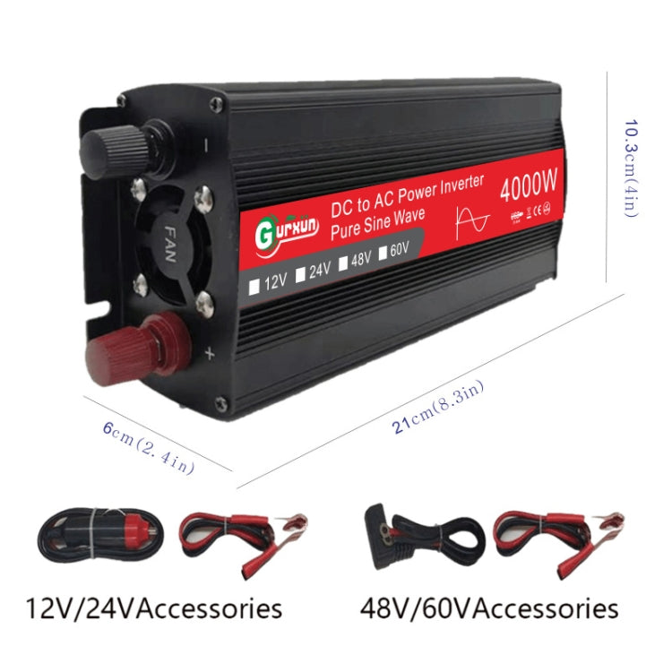 Gurxun 4000W Home Car Power Converter Sine Wave Inverter, Specification: 12V To 220V - free shipping - PMC TechLife - Order now!