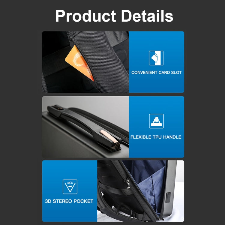 Bopai 61-93318A Hard Shell Waterproof Expandable Backpack with USB Charging Hole, Spec: Regular (Black) - free shipping - PMC TechLife - Order now!