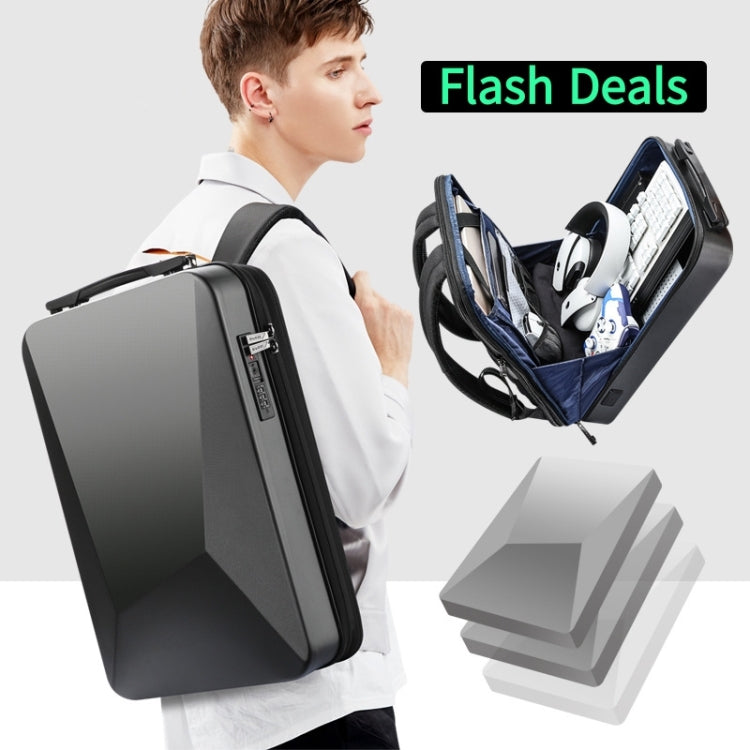 Bopai 61-93318A Hard Shell Waterproof Expandable Backpack with USB Charging Hole, Spec: Regular (Black) - free shipping - PMC TechLife - Order now!