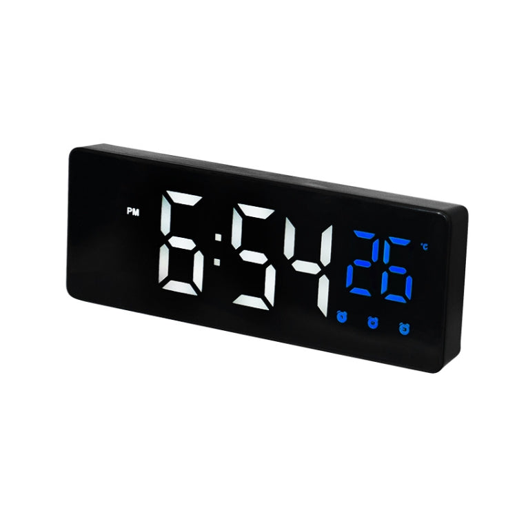 0715 Voice-activated LED Mute Date Temperature Display Electronic Clock(Black Surface Blue Light) - Alarm Clocks by PMc TechLife | Online Shopping South Africa | PMc TechLife | Buy Now Pay Later Mobicred