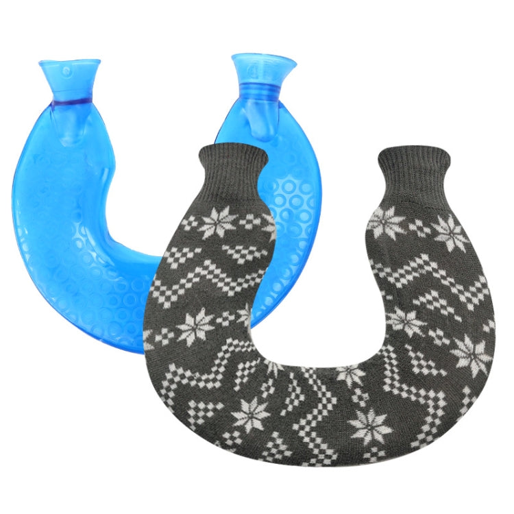 U-shaped PVC Hot Compress Shoulder And Neck Explosion-proof Water Injection Hot Water Bag(Blue + Green Snowflake Knitted) - Hot Water Bags by PMC Jewellery | Online Shopping South Africa | PMC Jewellery | Buy Now Pay Later Mobicred