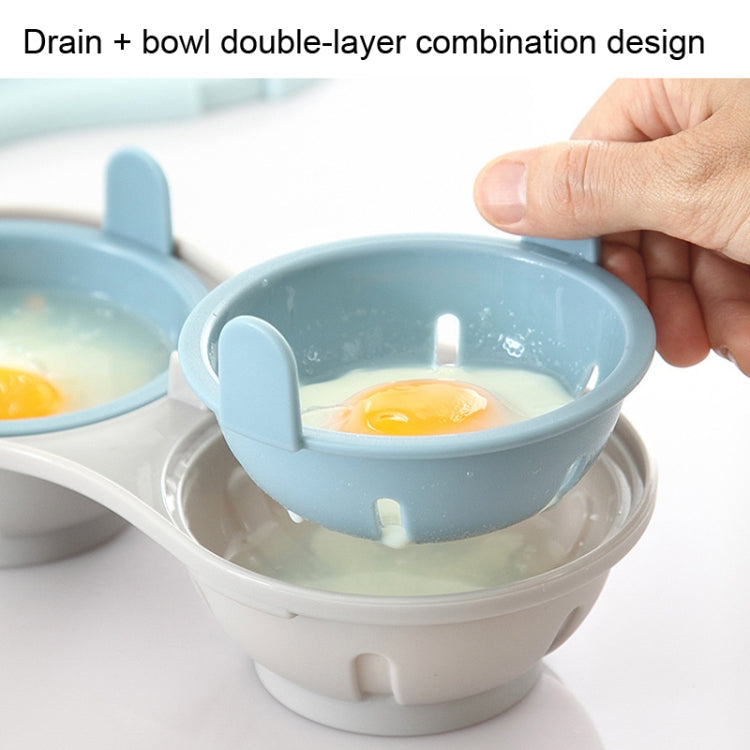 Two-compartment Steamed Egg Box Microwave Steamed Egg Plate  Egg Mold(Blue) - Gadgets by PMC Jewellery | Online Shopping South Africa | PMC Jewellery | Buy Now Pay Later Mobicred