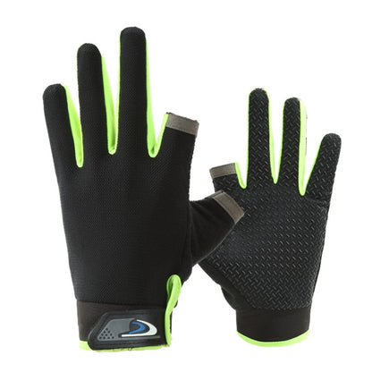 1 Pair QX0008 Outdoor Sunscreen Non-Slip Exposed Two-Finger Fishing Gloves, Size: Free Size(Fluorescent Green) - Safety Gloves by PMC Jewellery | Online Shopping South Africa | PMC Jewellery