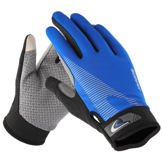 1 Pair QX0002 Sports Sunscreen Touch Screen Non-slip Wear Resistant Shock Absorbing Cycling Gloves, Size: L(Blue) - Cycling Gloves by PMC Jewellery | Online Shopping South Africa | PMC Jewellery | Buy Now Pay Later Mobicred