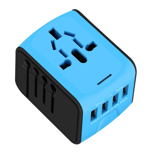 BMAX 199-04U Travel Multifunctional USB Converter 4 USB Universal Socket(Blue Black) - Extension Socket by BMAX | Online Shopping South Africa | PMC Jewellery | Buy Now Pay Later Mobicred