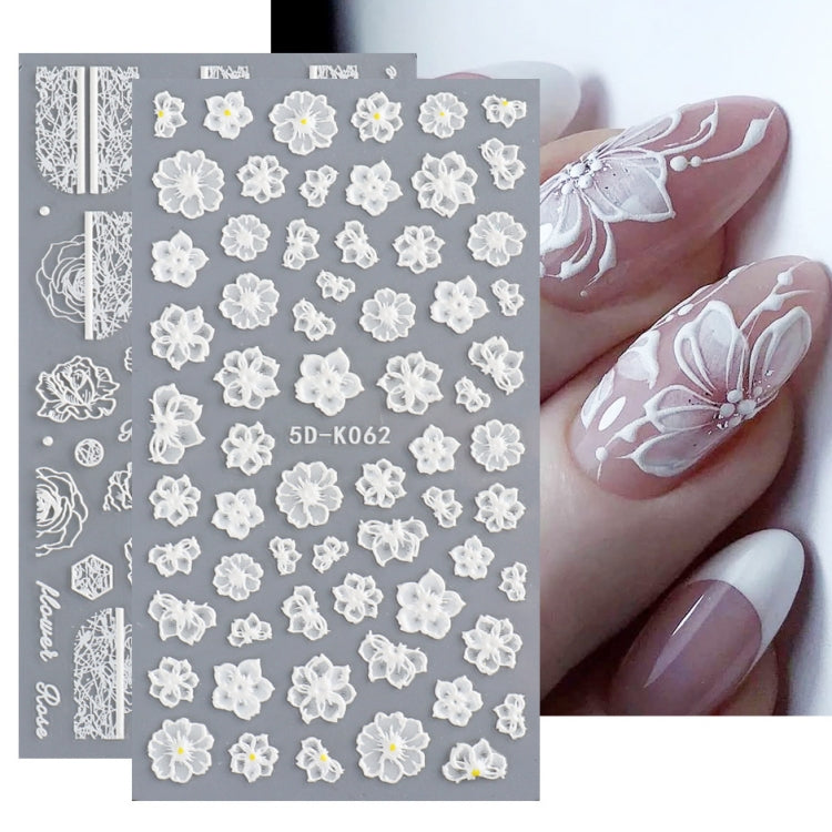 2 PCS 5D Stereoscopic Hollow Lace Nail Stickers Nail Art 3D Flower Embossed Stickers(5D-K57) - Nail Stickers by PMC Jewellery | Online Shopping South Africa | PMC Jewellery | Buy Now Pay Later Mobicred