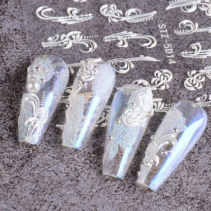 5D Three-dimensional Carved Nail Art Stickers Rose Pattern Embossed Nail Stickers(Stz-5D09) - Nail Stickers by PMC Jewellery | Online Shopping South Africa | PMC Jewellery | Buy Now Pay Later Mobicred