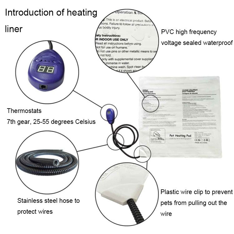 65x40cm Blue 12V Low Voltage Multifunctional Warm Pet Heating Pad Pet Electric Blanket(UK Plug) - Pads by PMC TechLife | Online Shopping South Africa | PMC TechLife | Buy Now Pay Later Mobicred
