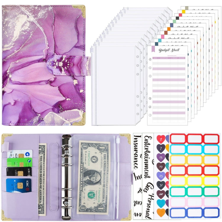 A6 Leather Loose-leaf Budget Book Handbook Notepad(Purple) - Notebooks by PMC TechLife | Online Shopping South Africa | PMC TechLife