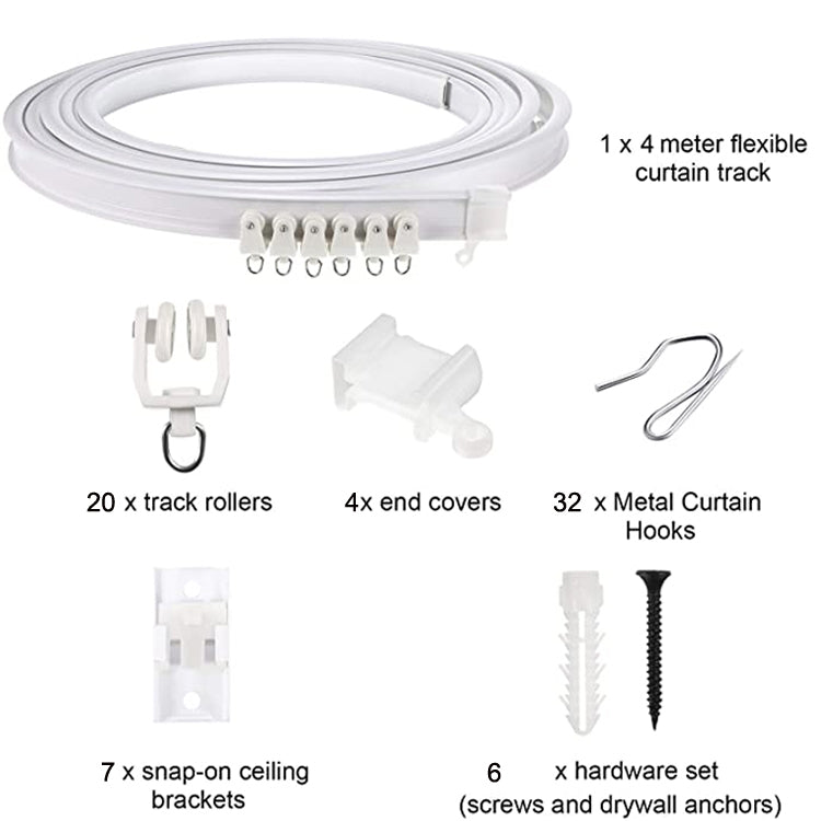 Model Steel Track Set Flexible Silent Slide Track Track with Hooks, Size: 4m - Curtain Decorative Accessories by PMC TechLife | Online Shopping South Africa | PMC TechLife | Buy Now Pay Later Mobicred