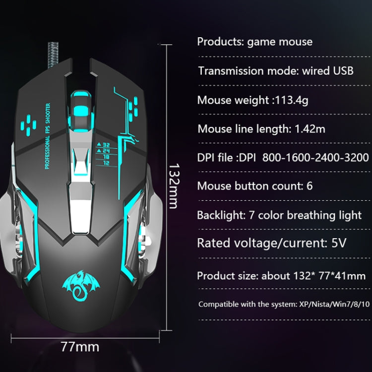 LEAVEN X6 6 Keys Game Computer Ergonomic Wired Mouse, Cable Length: 1.42m(Black) - Wired Mice by LEAVEN | Online Shopping South Africa | PMC Jewellery | Buy Now Pay Later Mobicred